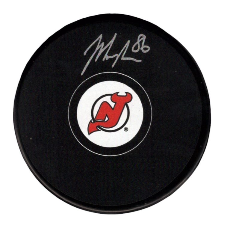 Jack Hughes Signed Autographed New Jersey Devils Logo Puck Fanatics COA