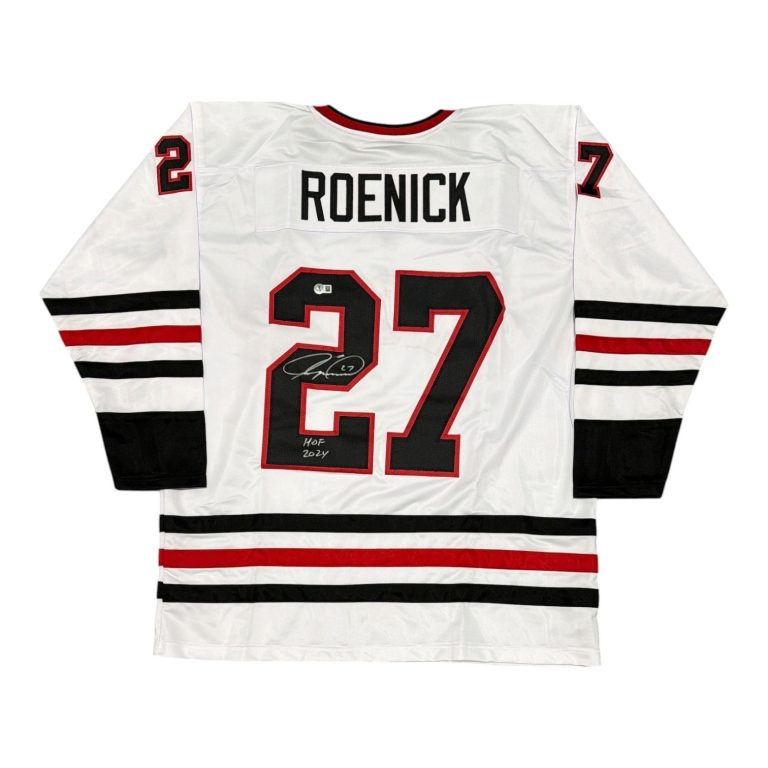 Jeremy Roenick Signed Blackhawks Custom Jersey w/ HOF 24 Beckett Witness BAS COA