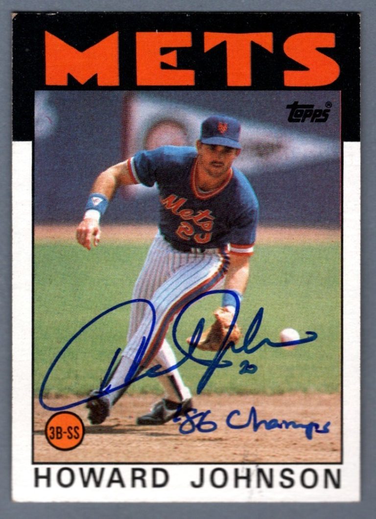 Howard Johnson Signed 1986 Topps #751 w/ 86 Champs LSCM COA New York Mets