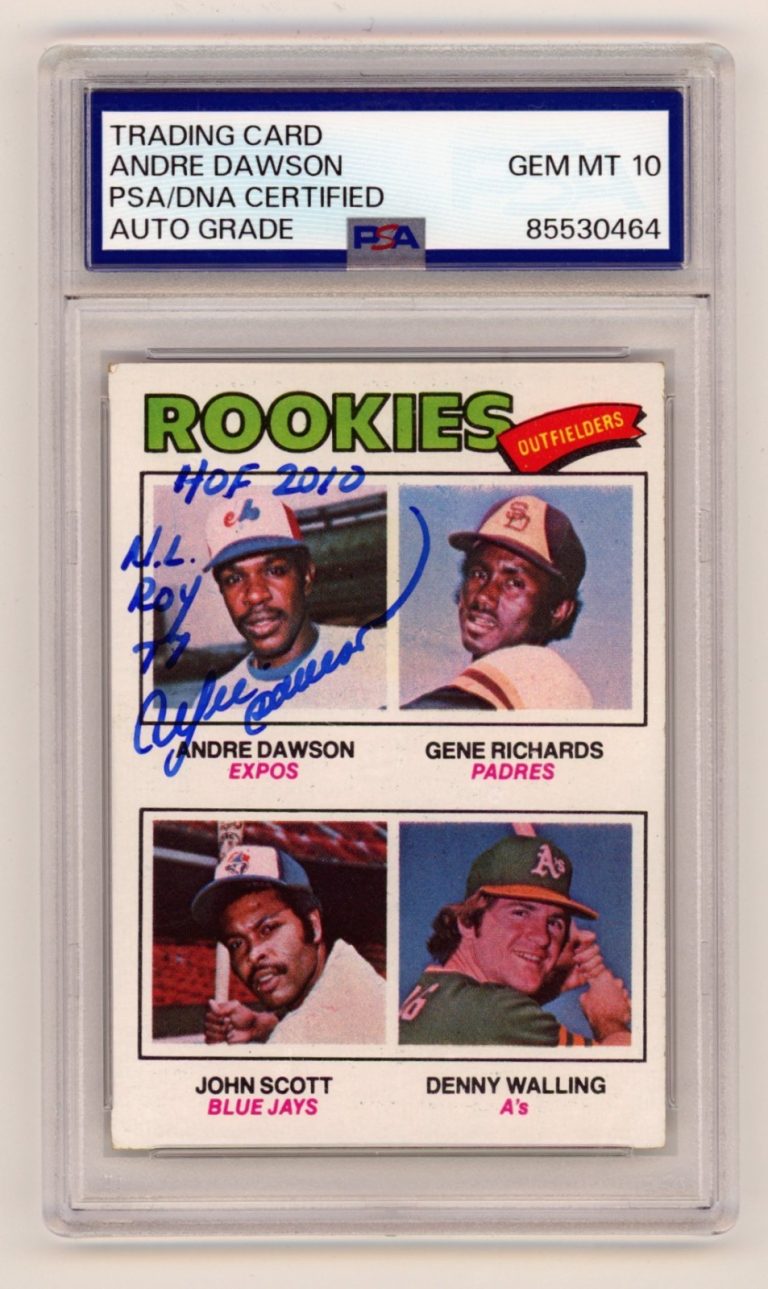 Andre Dawson 1977 Topps #473 Signed Rookie RC HOF 2010 + NL ROY 77 PSA 10 Auto