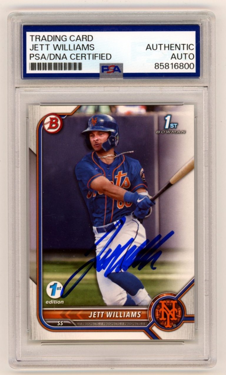 Jett Williams 2022 Bowman 1st Edition Signed Auto RC PSA Authentic Auto NY Mets