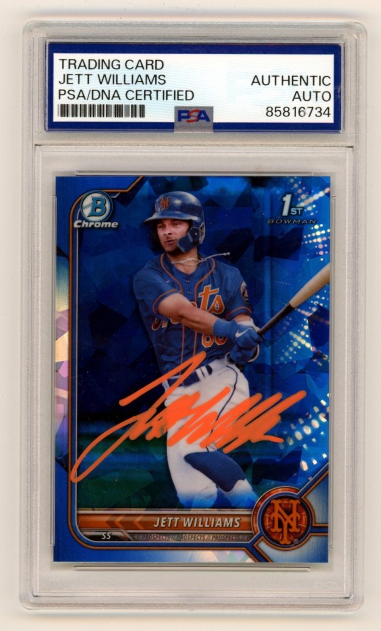 Jett Williams 2022 Bowman Chrome Sapphire 1st Signed Auto RC PSA Authentic Auto