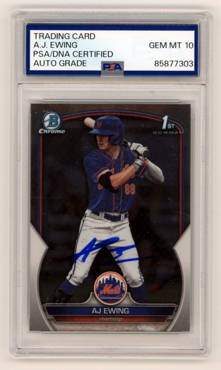 AJ Ewing 2023 Bowman Chrome 1st Signed Autograph Rookie RC PSA 10 Auto NY Mets