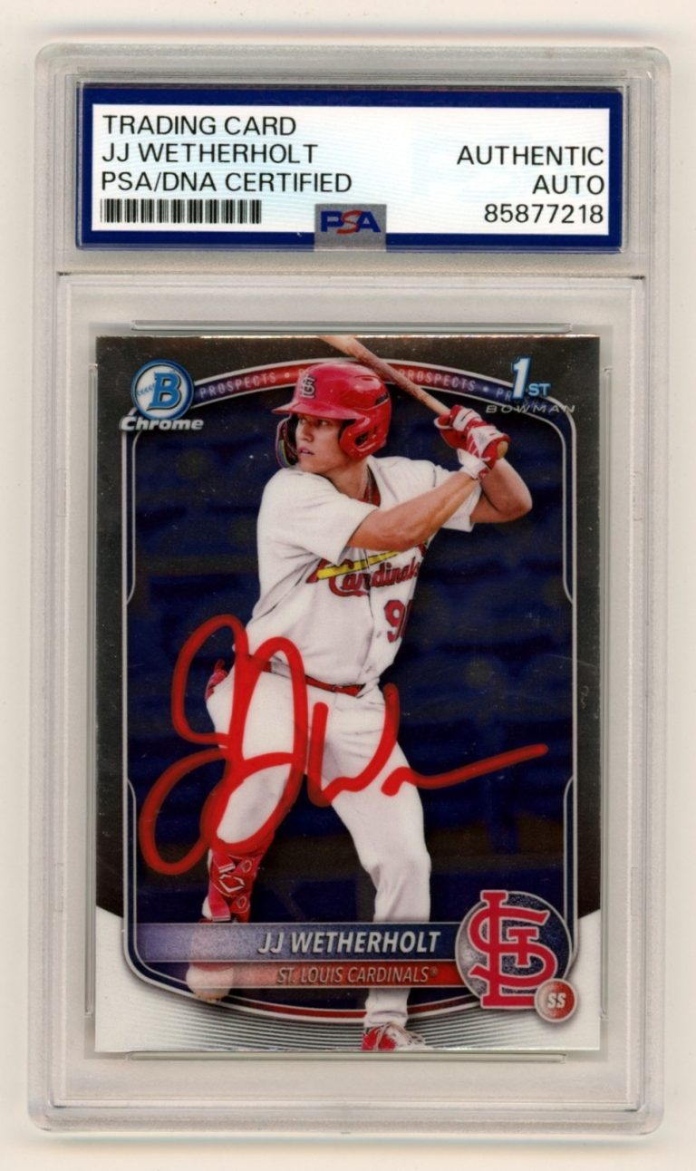JJ Wetherholt 2025 Bowman Chrome 1st Signed Auto RC PSA Authentic Auto Red Ink