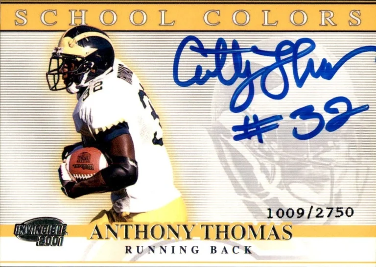 Anthony Thomas Signed 2001 Invincible Rookie Card #22 1009/2750 Michigan