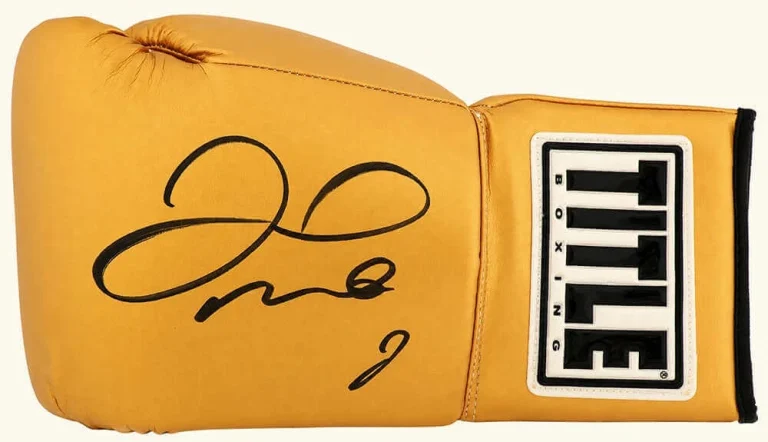 Floyd Mayweather Jr. Signed Title Gold Boxing Glove - (SCHWARTZ SPORTS COA)