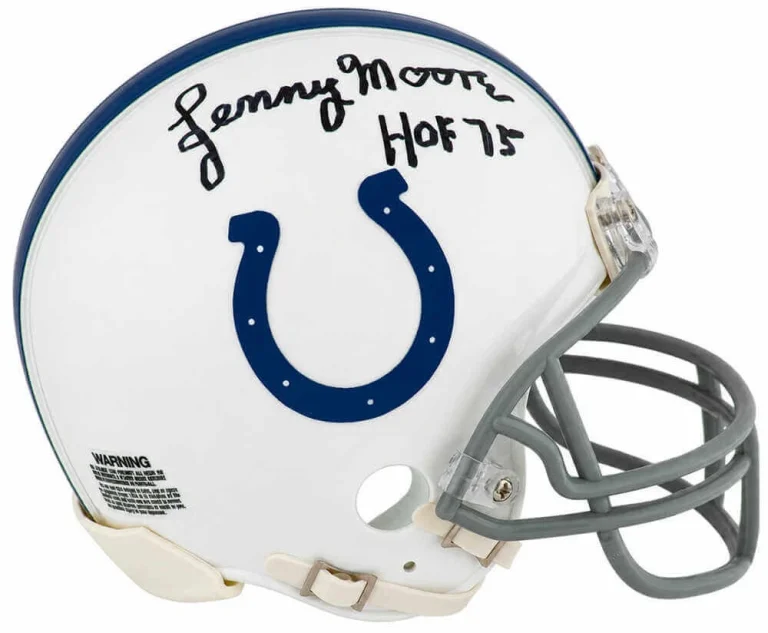 Lenny Moore Signed Colts (VSR4) Riddell Mini Helmet w/HOF'75 - (SCHWARTZ COA)