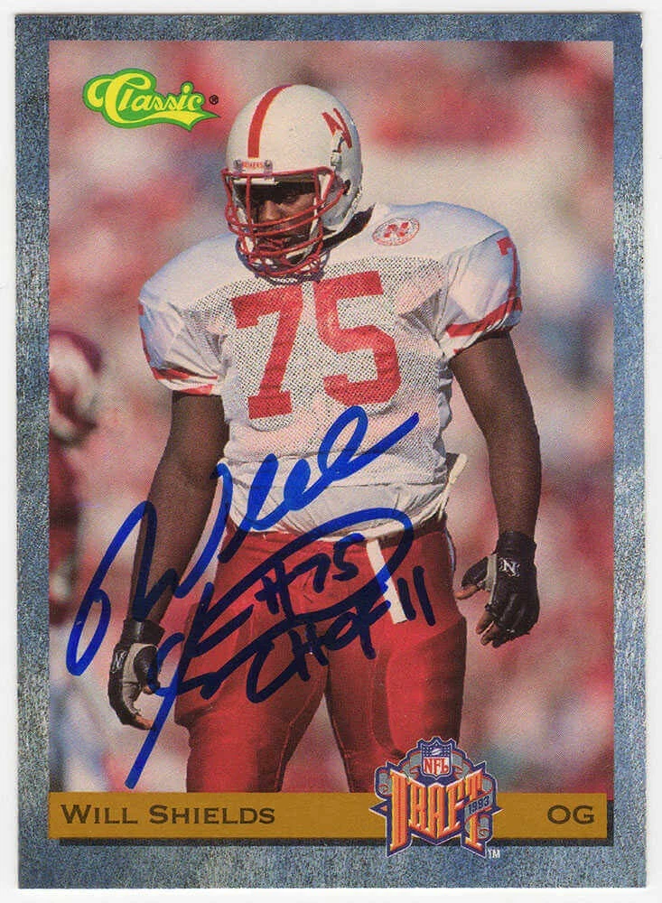 Will Shields Signed 1993 Classic Football Rookie Card #13 w/CHOF'11 - (SS COA)