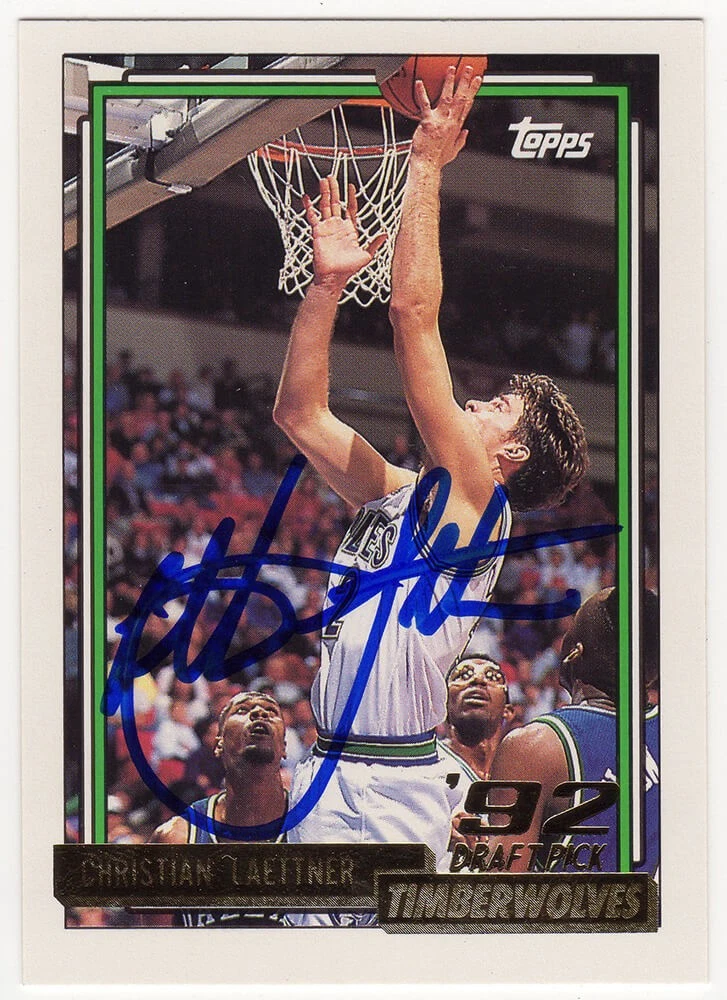 Christian Laettner Signed 1992-93 Topps GOLD Rookie Basketball Card #334 -SS COA