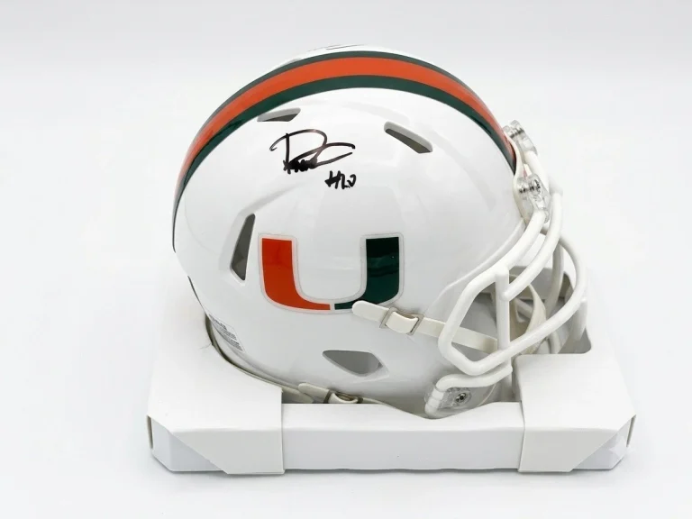Darian Mensah Cooper Barkate Signed Mini Helmet Miami Hurricanes JSA Authentic