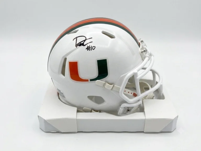 Darian Mensah Cooper Barkate Signed Mini Helmet Miami Hurricanes JSA Authentic