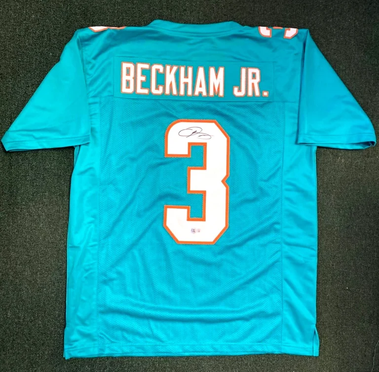 ODELL BECKHAM JR #3 DOLPHINS SIGNED AUTO CUSTOM FOOTBALL JERSEY SZ XL BECKETT