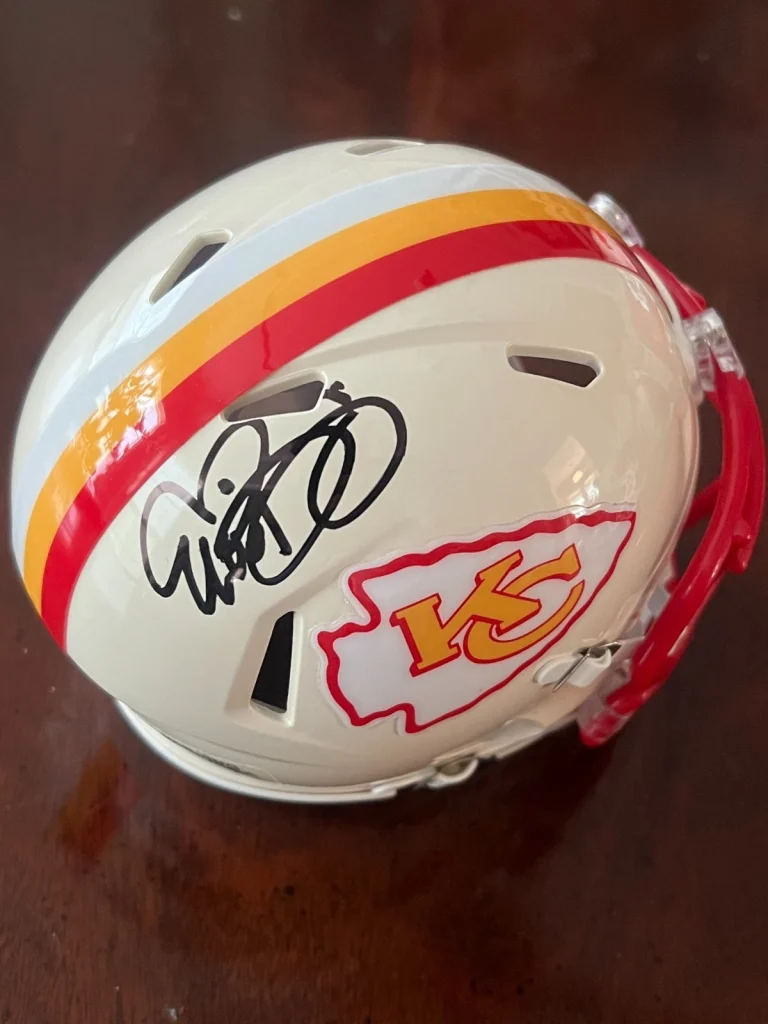 ERIC BIENIEMY SIGNED FOOTBALL MINI HELMET AUTO KANSAS CITY CHIEFS RETRO JSA COA