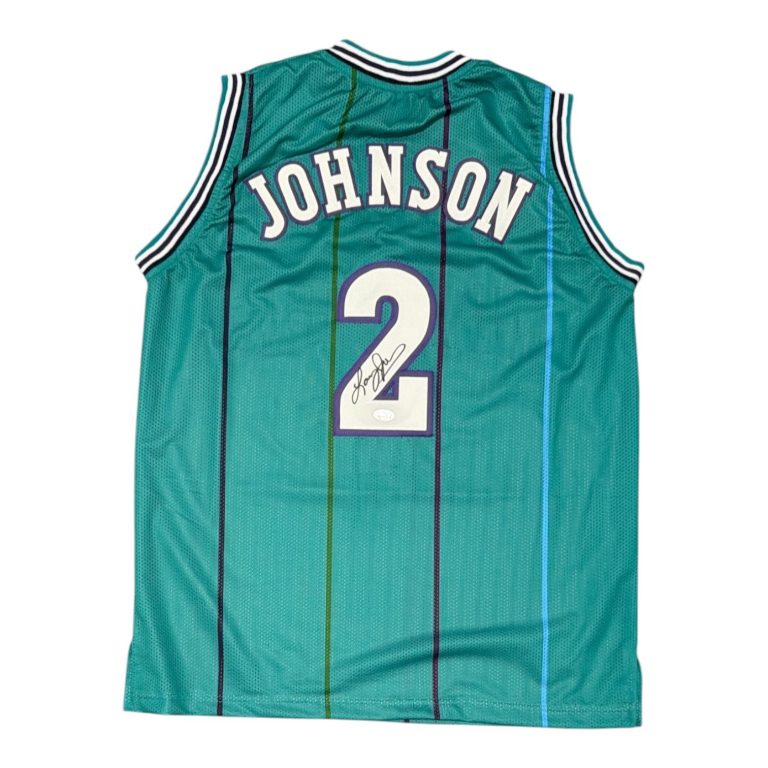 Larry Johnson Signed Autographed Charlotte Hornets Custom Jersey JSA Witness COA