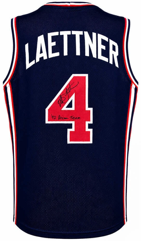 Christian Laettner Signed USA Navy Custom Basketball Jersey w/Dream Team -SS COA