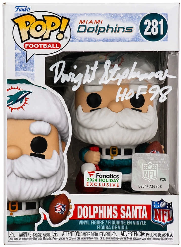 Dwight Stephenson Signed Dolphins SANTA Funko Pop #281 w/HOF -In White- (SS COA)
