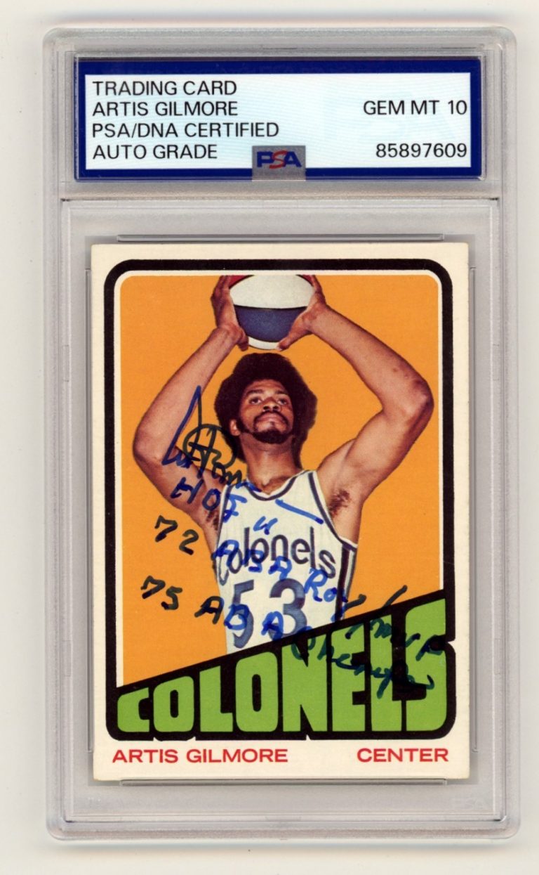 Artis Gilmore 1972 Topps #180 RC Signed w/ 4 Insc HOF ROY MVP Champs PSA 10 Auto