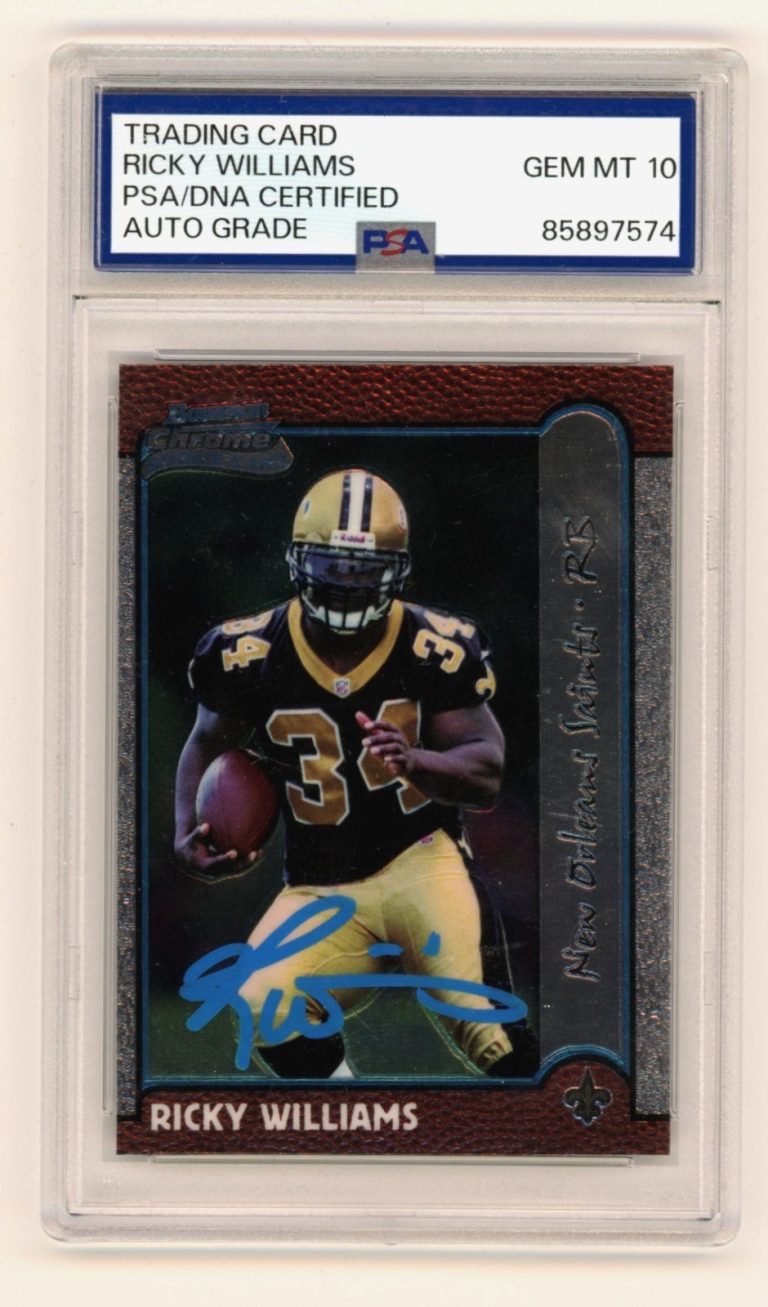 Ricky Williams 1999 Bowman Chrome #182 Signed Auto Rookie RC PSA 10 Auto Saints