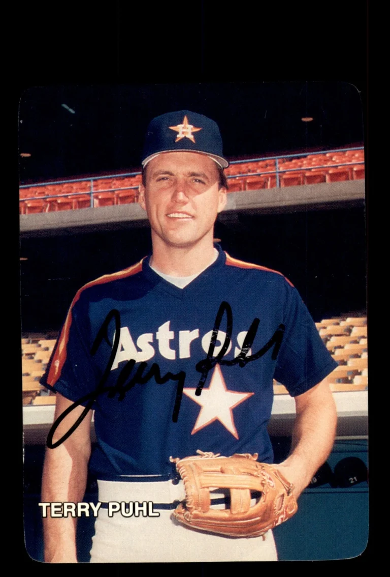 Signed Baseball Card Auto Terry Puhl 1987 Mother's Cookies Houston Astros #7