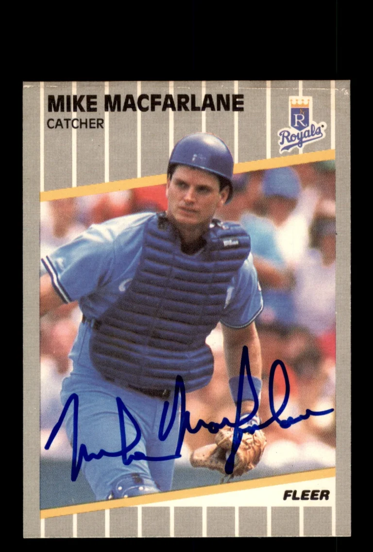 Signed Baseball Card Auto Mike MacFarlane 1989 Fleer #287 Kansas City Royals