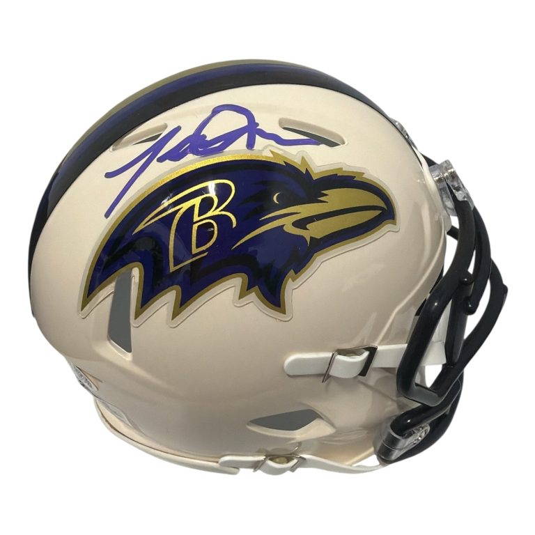 Terrell Suggs Signed Baltimore Ravens Retro Mini Helmet JSA Witness COA
