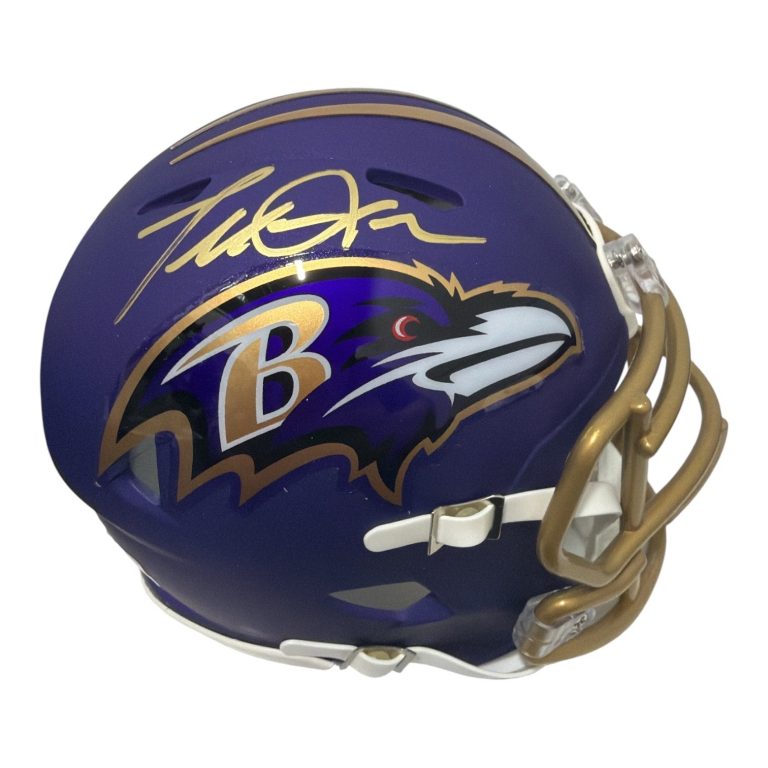 Terrell Suggs Signed Baltimore Ravens ALT #1 Purple Mini Helmet JSA Witness COA