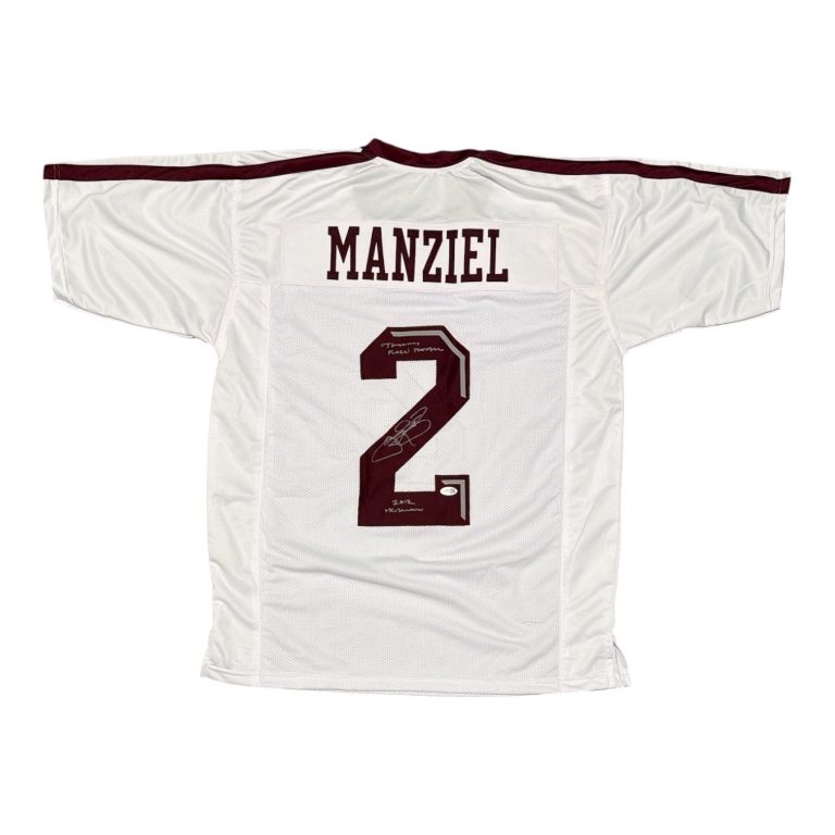 Johnny Manziel Signed Texas A&M Custom Jersey w/ Heisman + F**kin Insc JSA W COA
