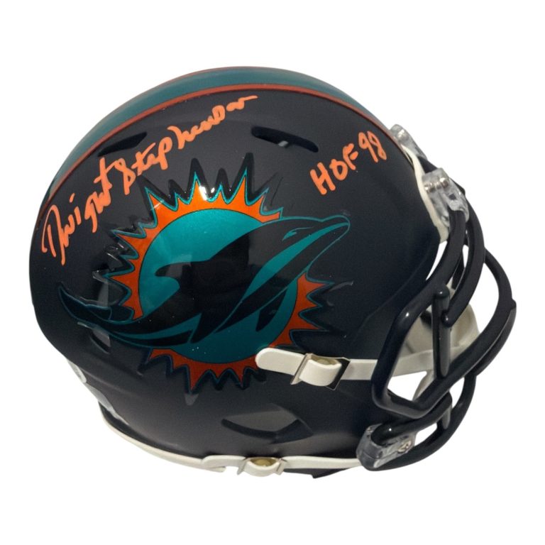Dwight Stephenson Signed Dolphins Rivalries Mini Helmet w HOF 98 JSA Witness COA
