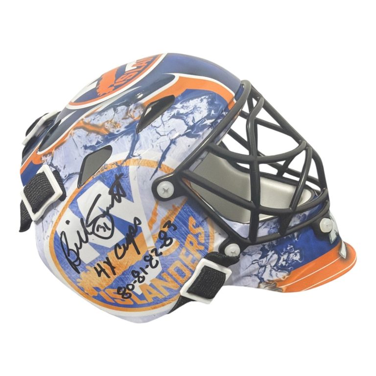 Billy Smith Signed New York Islanders Mini Goalie Mask w/ 4x Cup JSA Witness COA