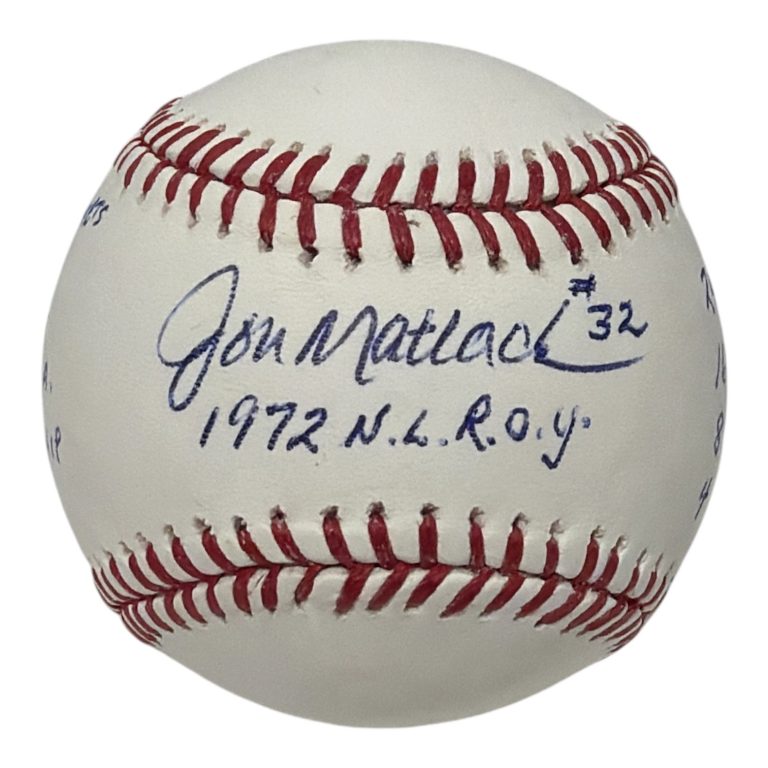 Jon Matlack Signed Autographed ROMLB Baseball w/ 10 ROY Stat Inscs. JSA COA Mets