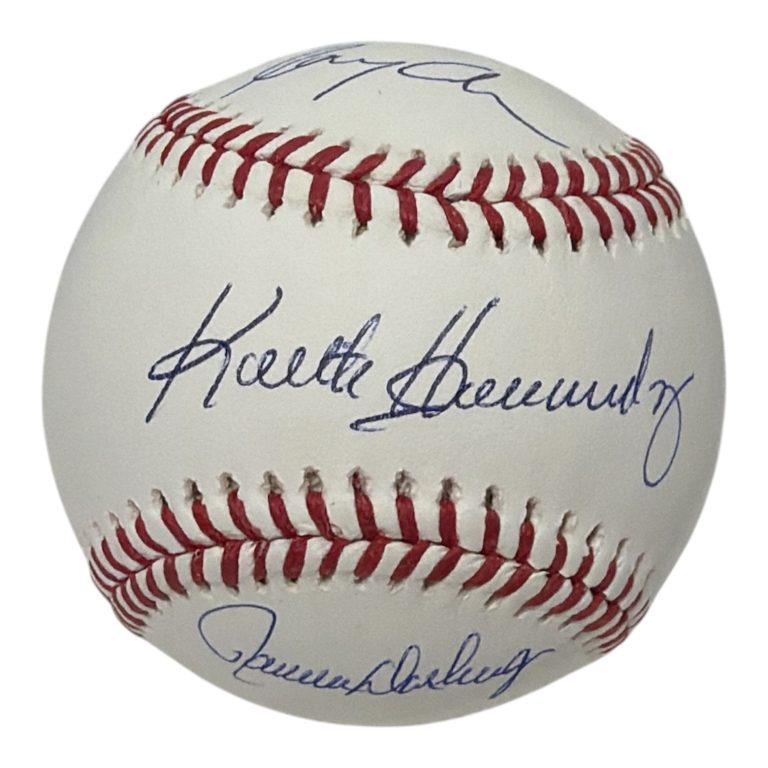 Gary Cohen Keith Hernandez & Ron Darling Signed ROMLB Baseball JSA COA Mets