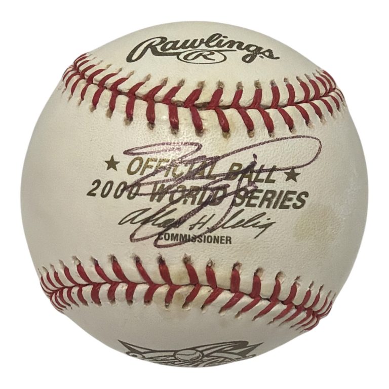 Mike Piazza Signed Autographed 2000 World Series WS Logo Baseball JSA COA Mets