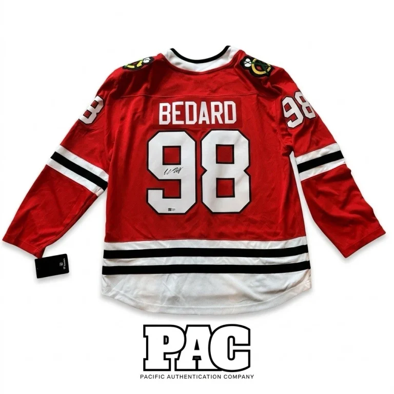 Connor Bedard Signed Jersey Pacific Authentication Autograph Chicago Blackhawks