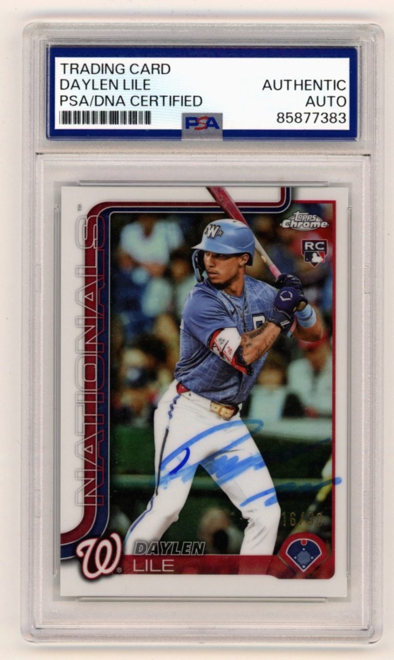Daylen Lile 2025 Topps Chrome Update Signed White Refractor RC #16/30 PSA Auto