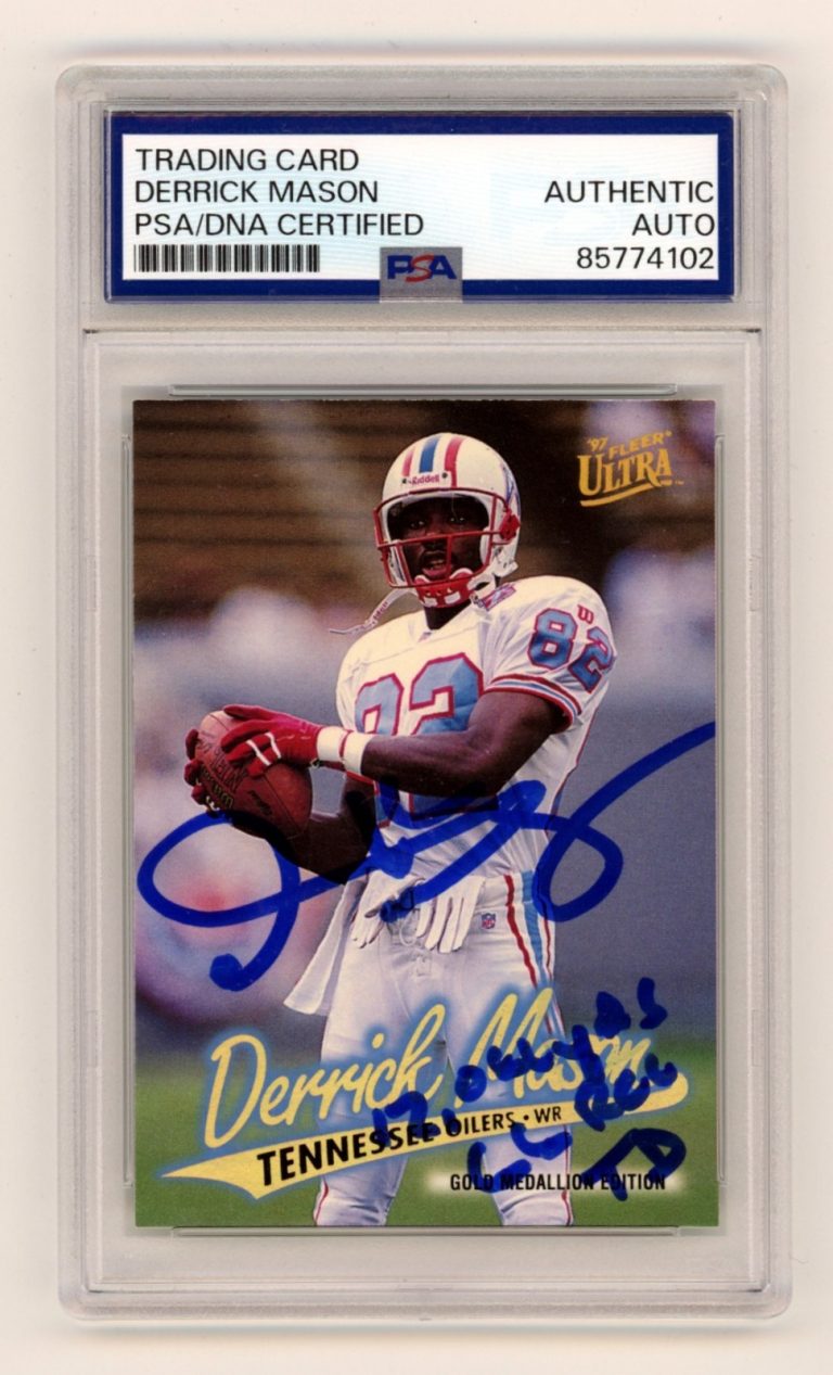 Derrick Mason 1997 Fleer Ultra Gold Medallion SP Signed RC w/ 2 Insc. PSA Auto
