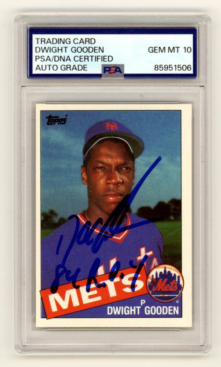 Dwight Doc Gooden Signed 1985 Topps #620 Rookie RC w/ 84 ROY PSA 10 Auto Mets