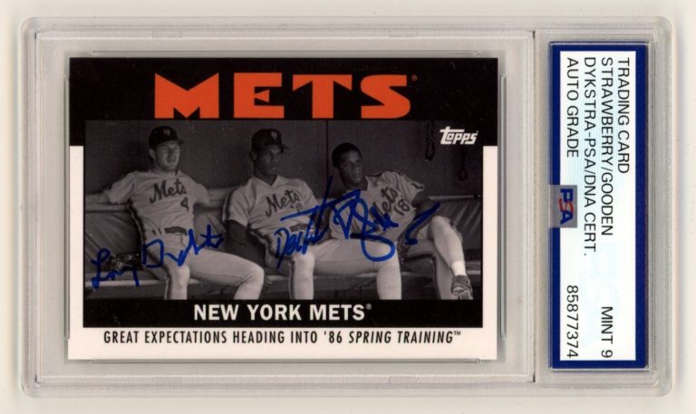 Dykstra Gooden Strawberry 2021 Topps Once Upon a Time #34 Signed PSA 9 Auto