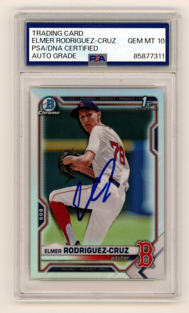 Elmer Rodriguez-Cruz 2021 Bowman Chrome 1st Refractor Signed Auto RC PSA 10 Auto