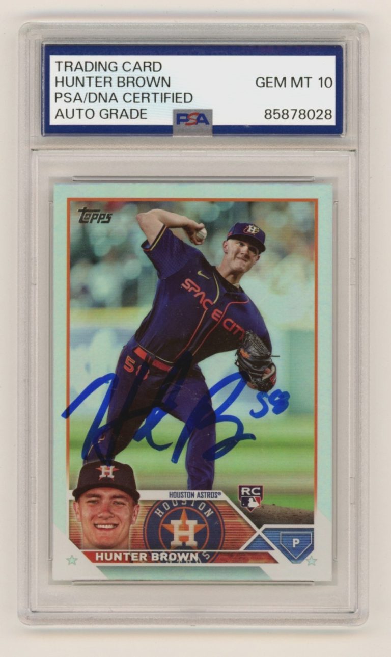 Hunter Brown 2023 Topps Series 1 #111 Rainbow Foil Signed Rookie RC PSA 10 Auto