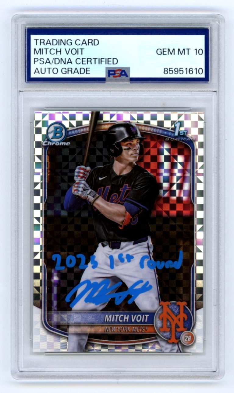 Mitch Voit 2025 Bowman Chrome Signed 1st X-Fractor RC w/ Insc. PSA 10 Auto