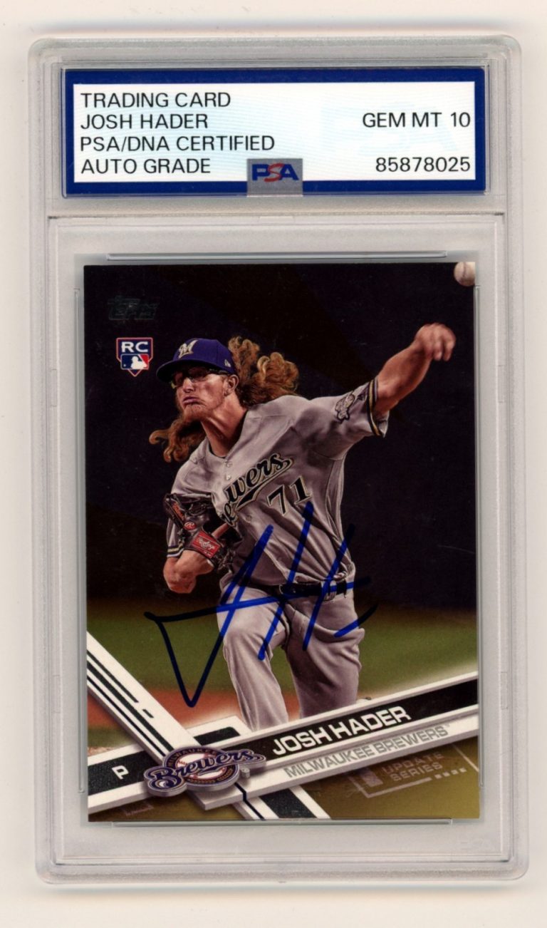 Josh Hader 2017 Topps Update Series Gold Signed Auto Rookie RC /2017 PSA 10 Auto