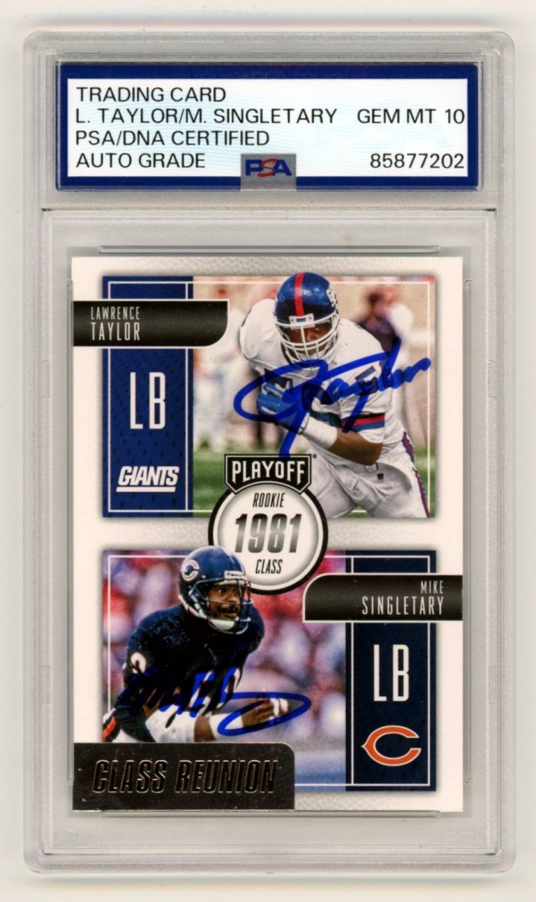 Lawrence Taylor & Mike Singletary 2016 Playoff Class Reunion Signed PSA 10 Auto