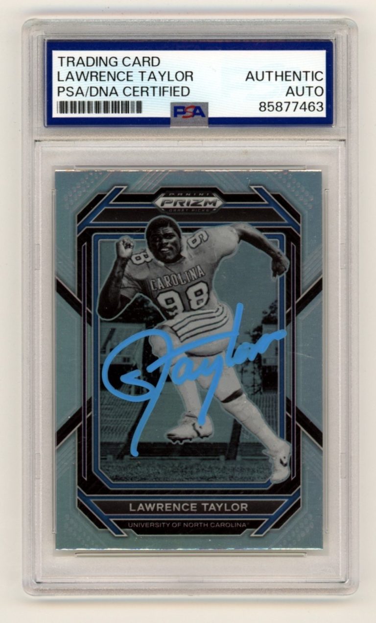 Lawrence Taylor 2023 Panini Prizm Draft Picks Silver Signed PSA Authentic Auto