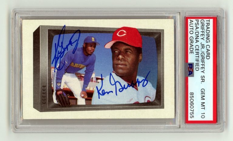 Ken Griffey Jr & Sr 1989 Bowman #259 Rookie RC Dual Signed PSA 10 Auto