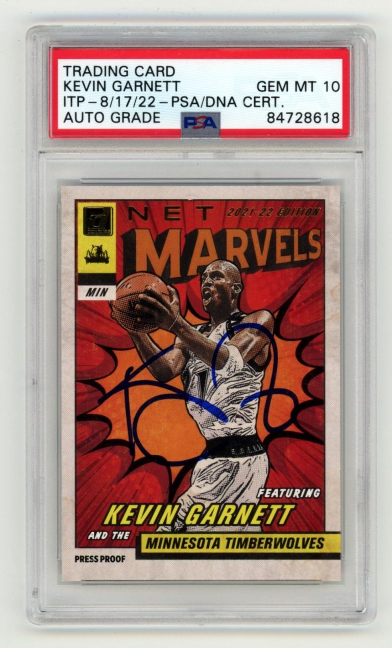 Kevin Garnett 2021-22 Donruss Net Marvels Gold Press Proof Signed PSA 10 Auto