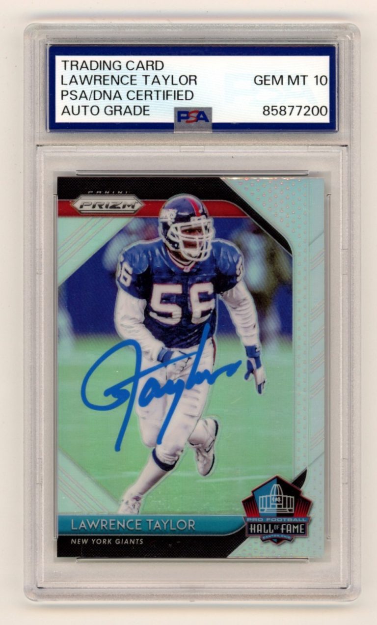 Lawrence Taylor 2018 Panini Hall of Fame Silver Prizm Signed PSA 10 Auto Giants