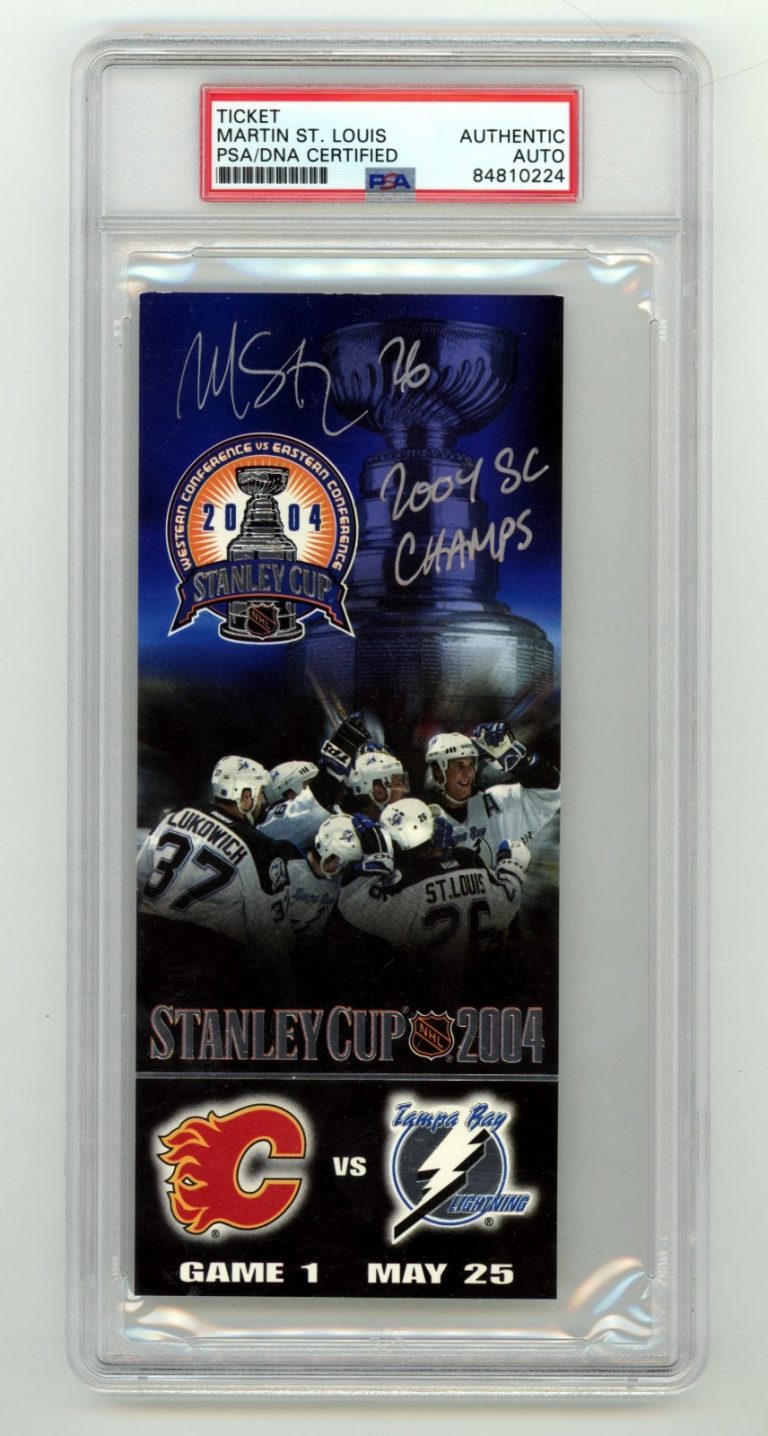 Martin St. Louis Signed 2004 Stanley Cup Game 1 Comm. Ticket w/ Insc. PSA Auto