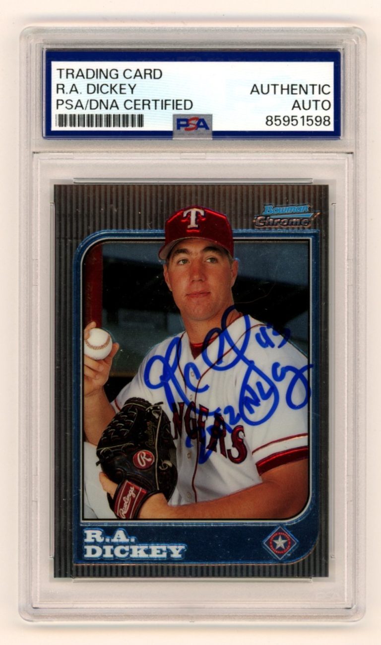 R.A. Dickey Signed 1997 Bowman Chrome #108 Rookie RC w/ 2012 NL CY PSA Auto
