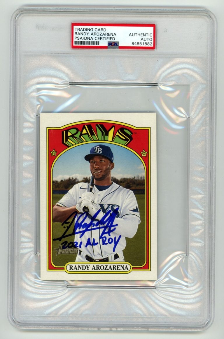 Randy Arozarena 2021 Topps Heritage Signed Jumbo Card w/ 2021 AL ROY PSA Auto