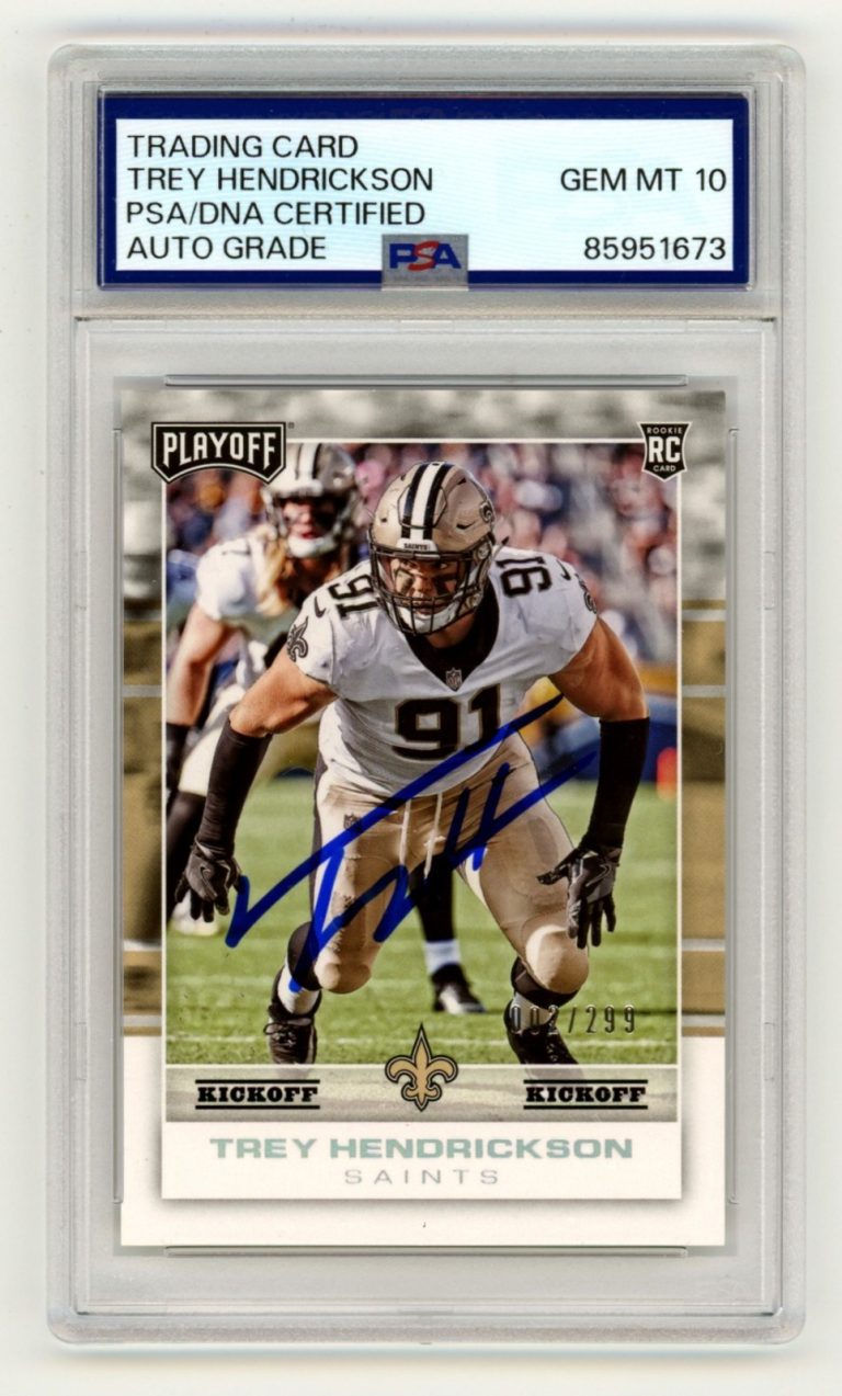 Trey Hendrickson Signed 2017 Panini Playoff 295 Kickoff RC /299 PSA 10 Auto